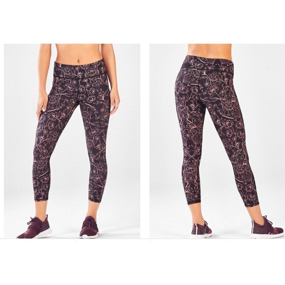 FABLETICS Black and Pink Define Powerhold Mid-rise Capri Valencia Leggings Size - Picture 3 of 6